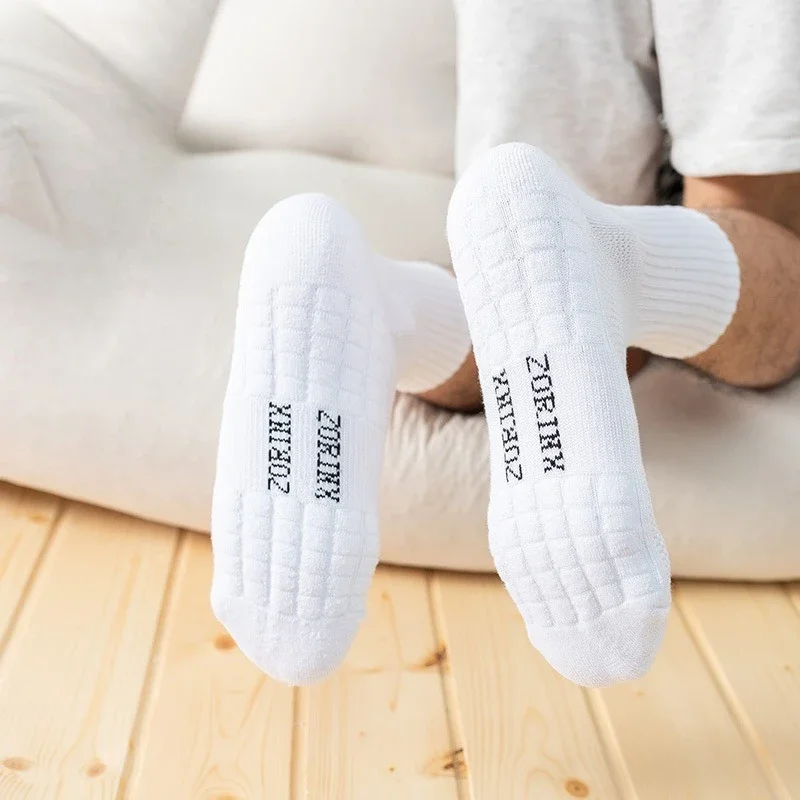 

2 пары мужских хлопковых носков с дезодорирующим эффектом, зимние, с махровой подошвой, с начесом, средней длины, белые, утолщенные, для спорта и баскетбола