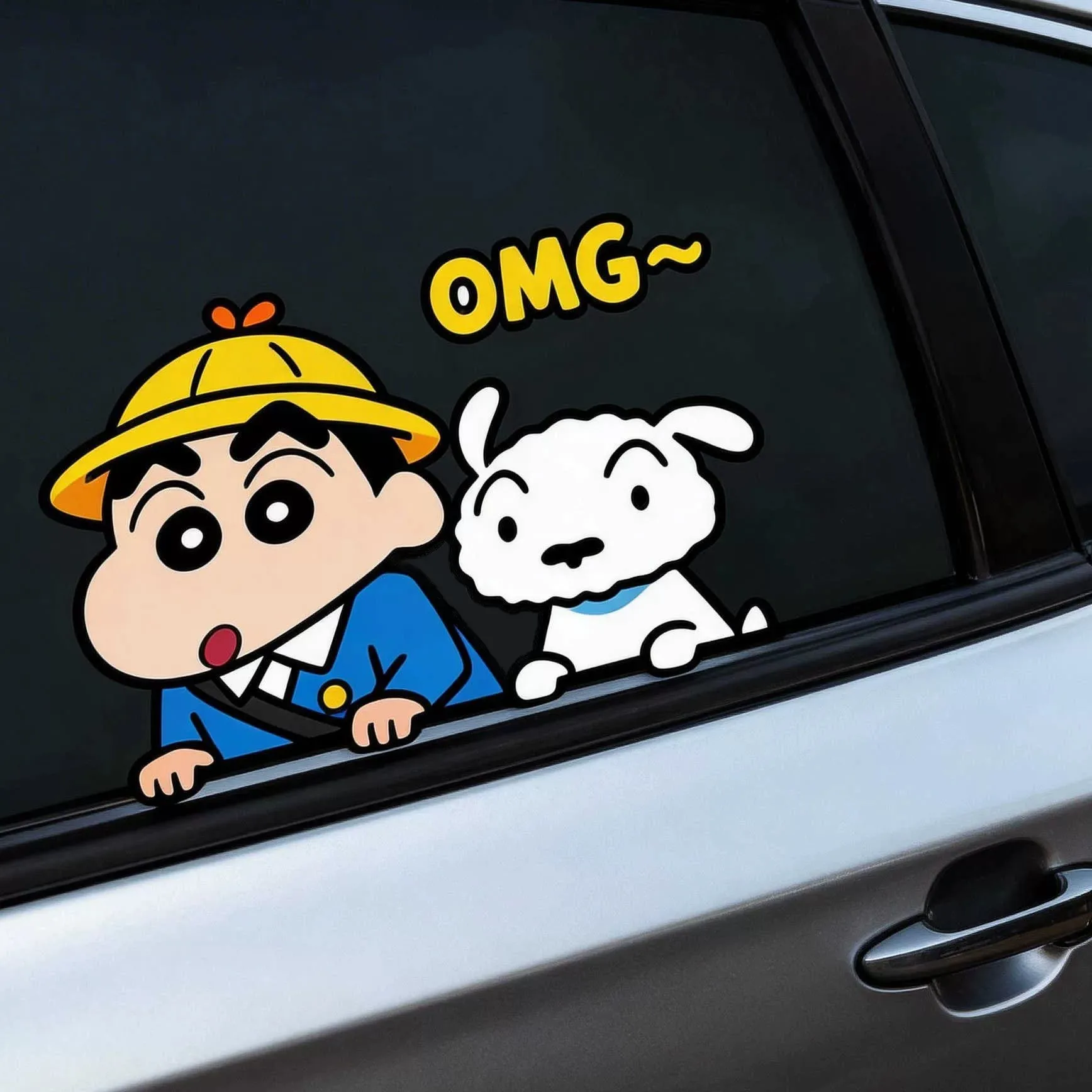 Niedliche Crayon Shin-chan Autoaufkleber Anime-Zubehör Kreatives Design Kofferraum-Kratzerabdeckung Nahtlose Dekorative Aufkleber – Detail 7