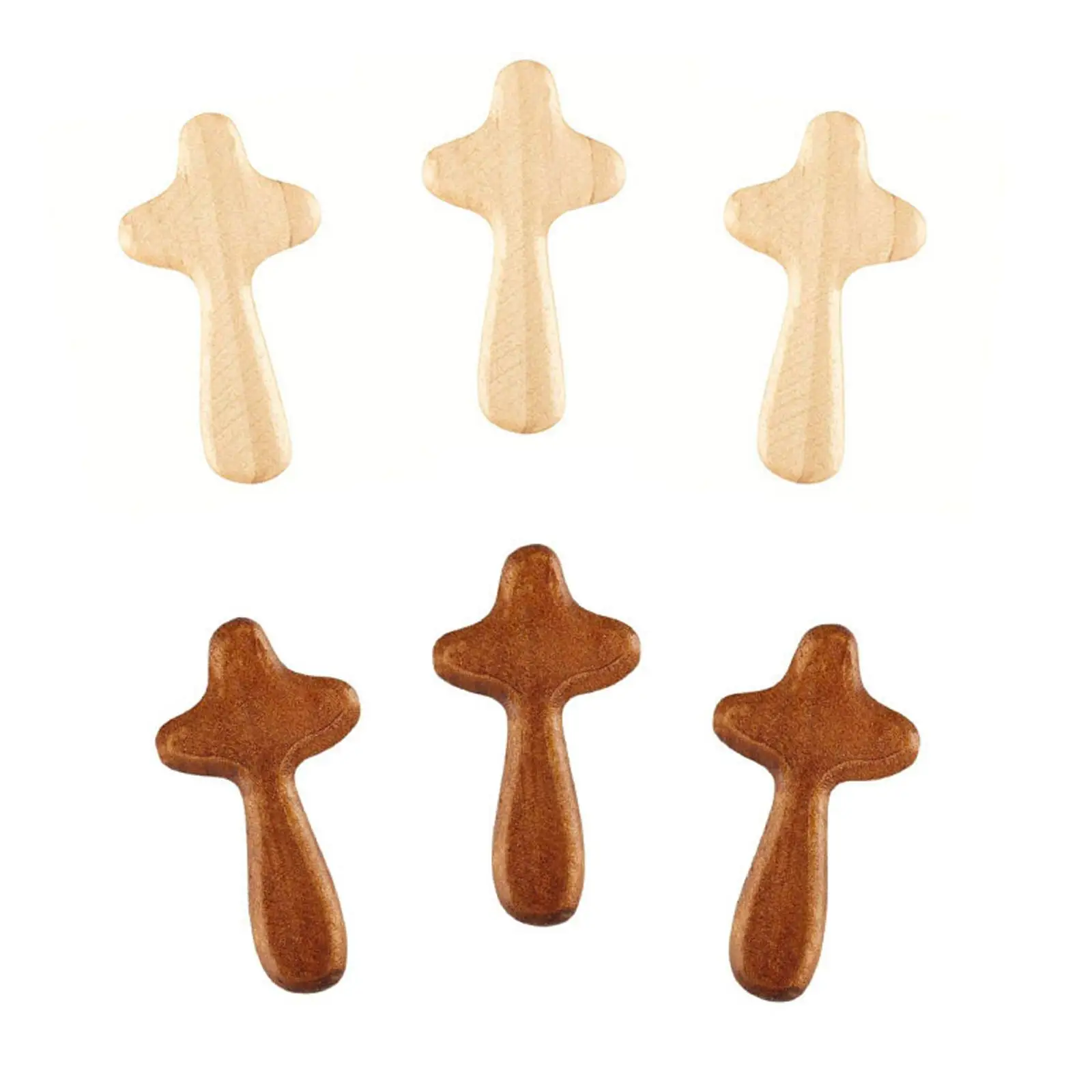 3 Pack Hand Held Wooden Cross, Pocket Crosses, Palm Sized Ornament, Caring Holy Hand Held Prayer Cross for Clasping The