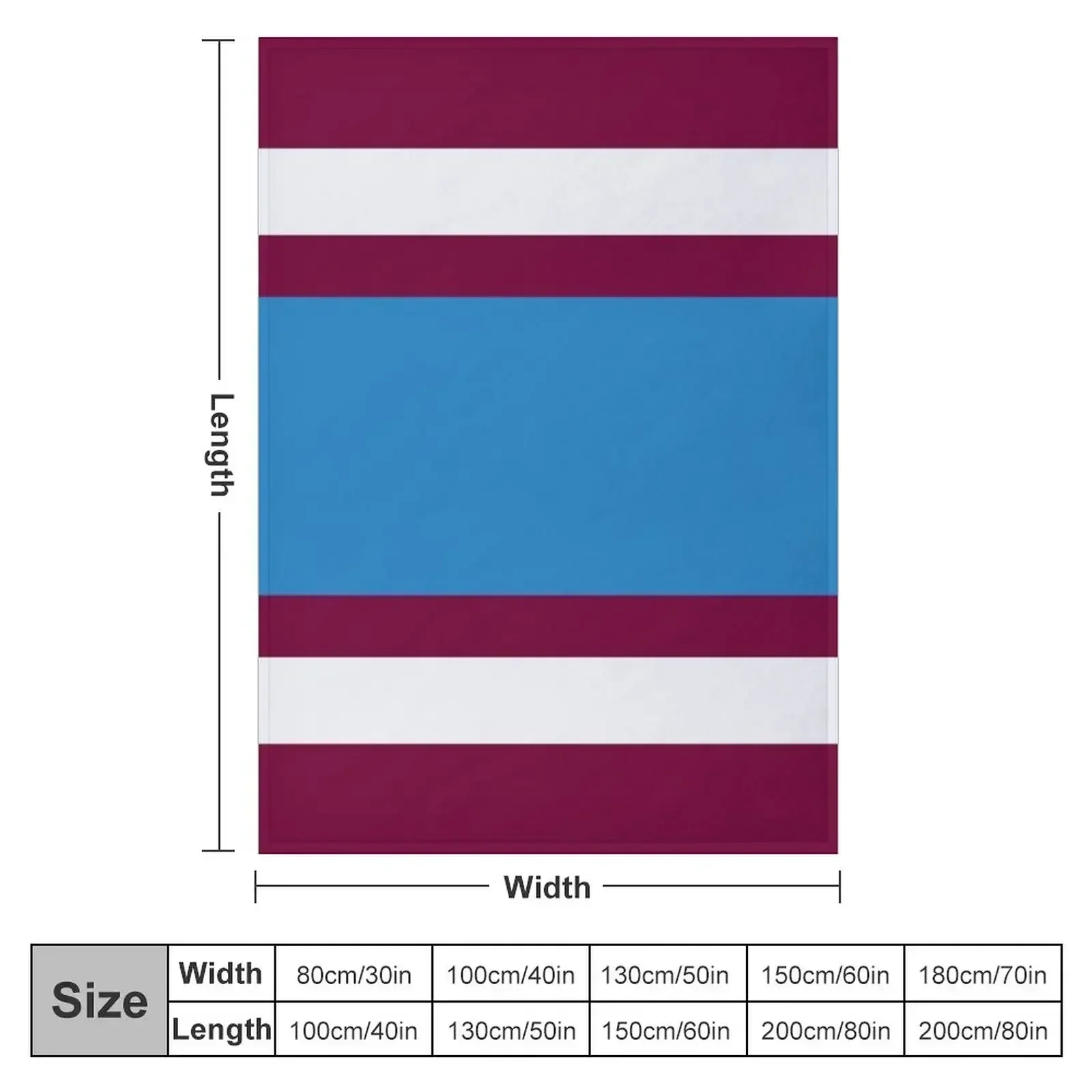 Burnley Varsity Retro Claret, Blue & White Hoops Throw Blanket Vintage Decorative Sofas Blankets