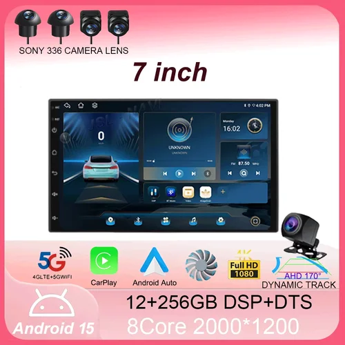 Imagen 1 del producto Pantalla QLED de 7 pulgadas, 2 Din, Radio Universal para coche, Android 15, DVD, GPS, Radio Estéreo, reproductor Multimedia, Auto CarPlay, Autoradio Audio
