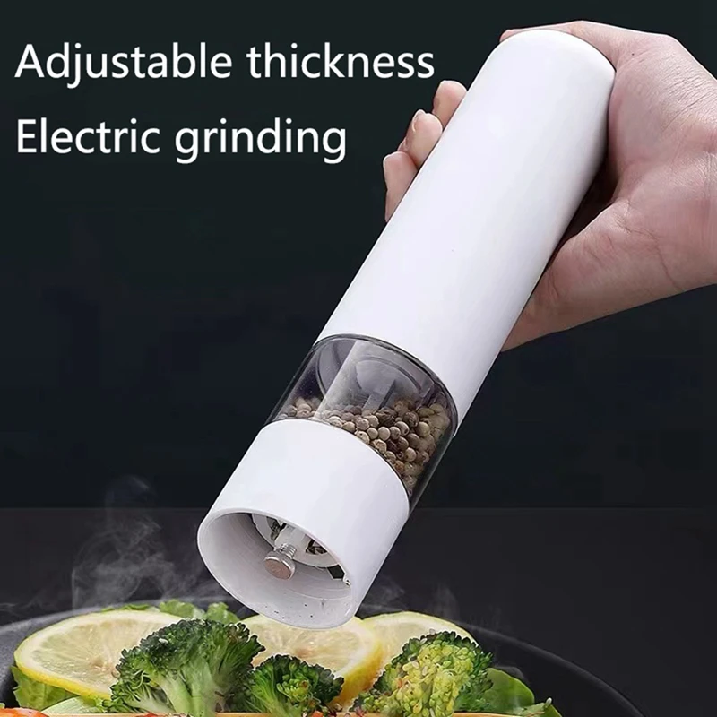 

Salt Pepper Grinder Electric Spice Flour Mill Grinder Adjustable Coarseness Kitchen BBQ Tools Seasoning Tools White