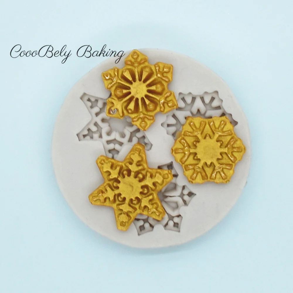 DIY Christmas Snowflake  Silicone Molds Santa Claus Fondant Cake Decorating Tools Flowers Sugarcraft Chocolate Clay Candy  Molds