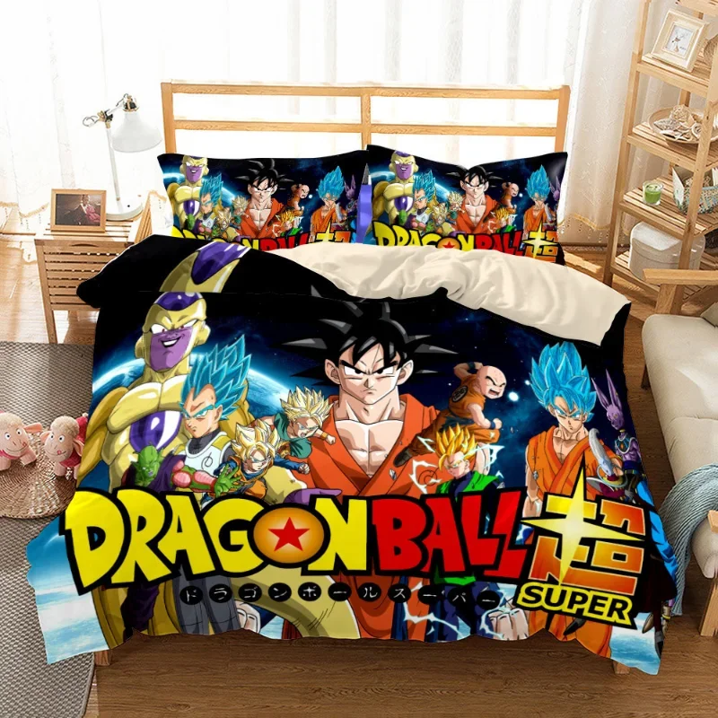 Dragon Ball Z Goku łóżko-zestaw kapa na kołdrę 3D Anime pościel Z nadrukiem łóżko Spead dzieci sypialnia pościel kołdry na łóżko zestaw pościeli