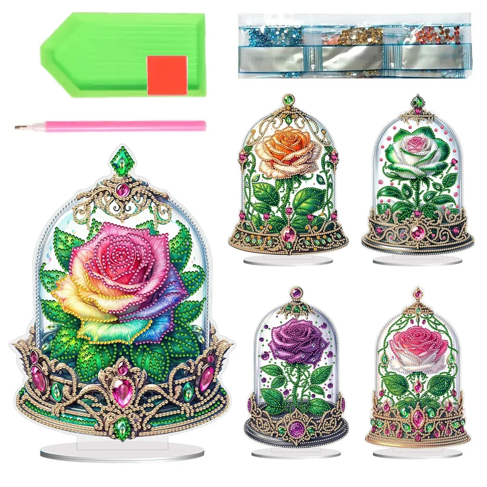 DIY Diamond Painting Desktop Ornaments Rose Crystal Special Shape Art Tabletop Decoration Table Diamond Painting Ornament Kit