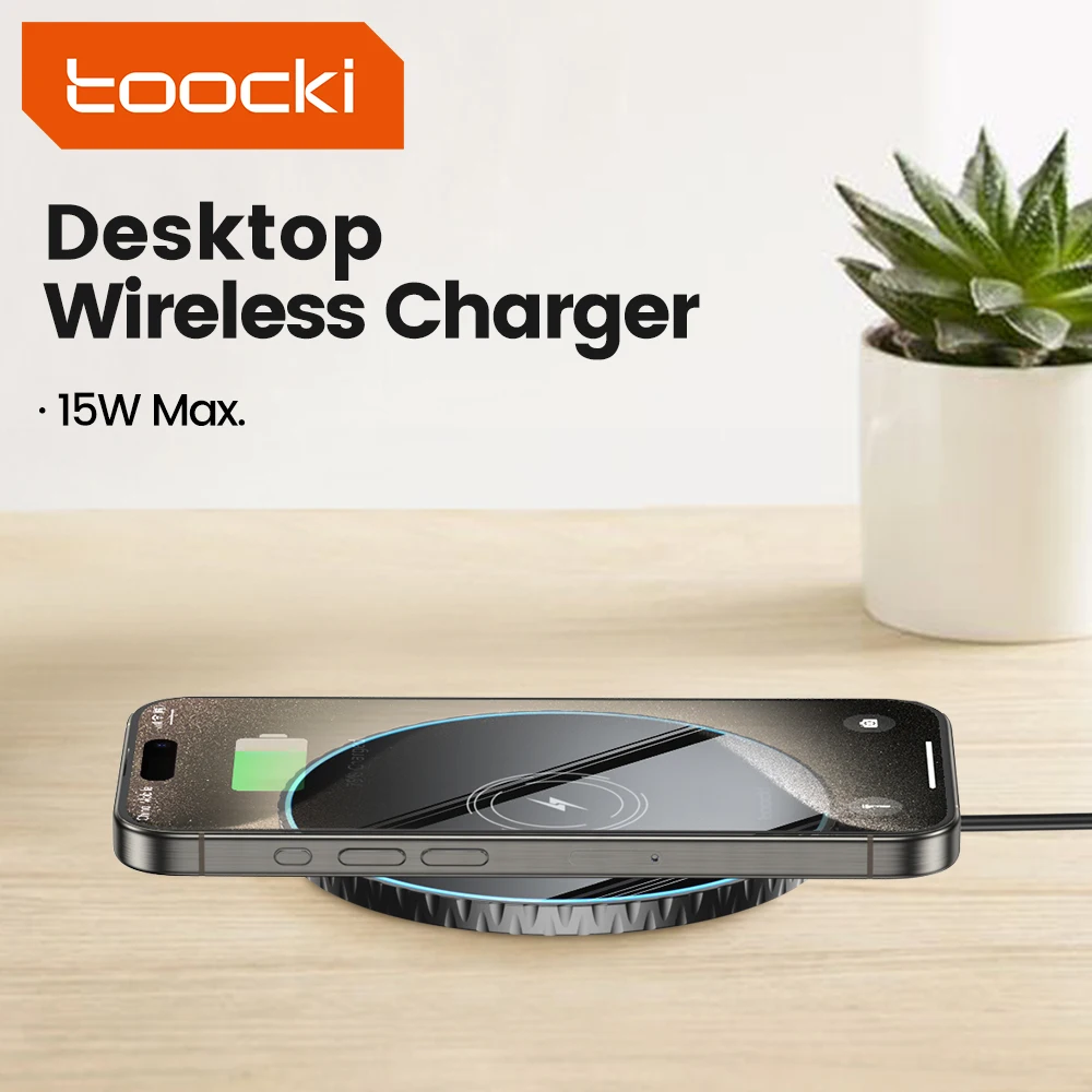 

Беспроводное зарядное устройство Toocki 15 Вт для iPhone 15 14 Pro Max, вспышка для наушников, беспроводная зарядная станция для наушников Samsung S23