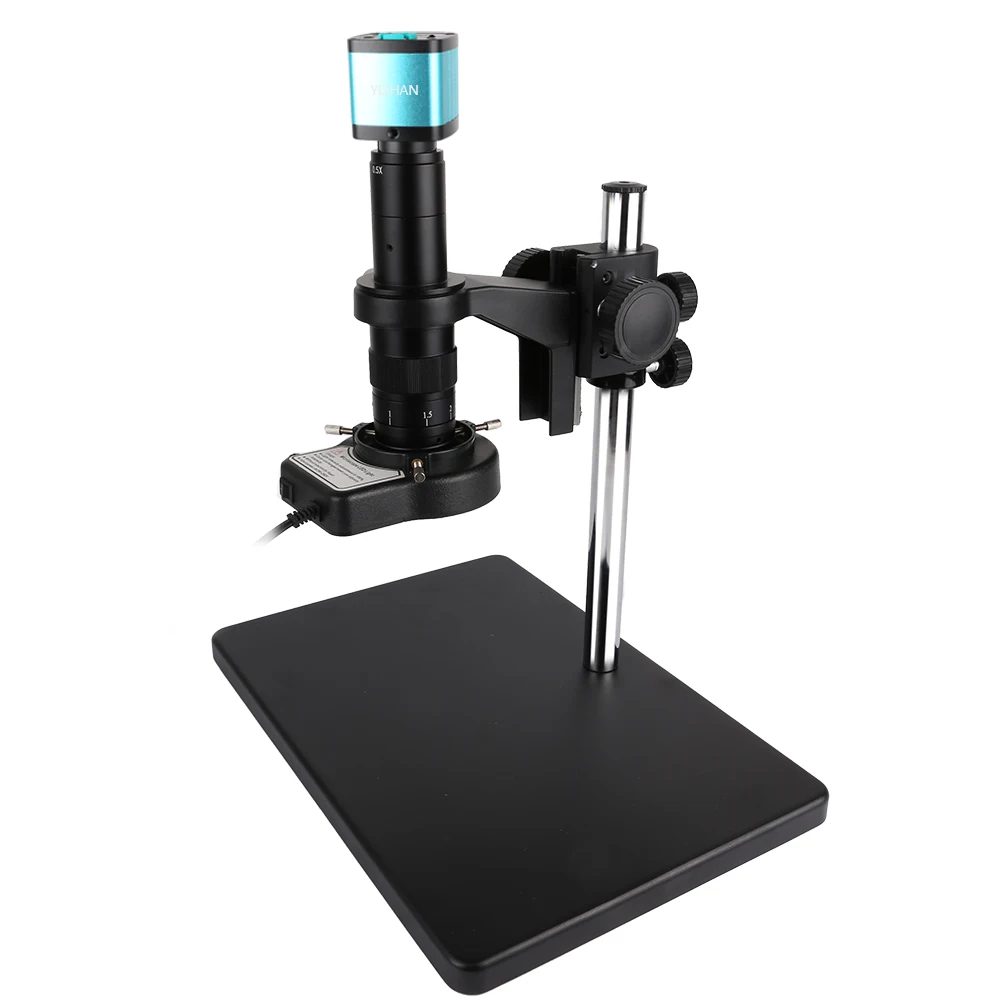 Digital Monocular Microscope Industrial Camera Large Base Bracket LED Ring Light TF Card Slot 180x Zoom Lens PCB Soldering