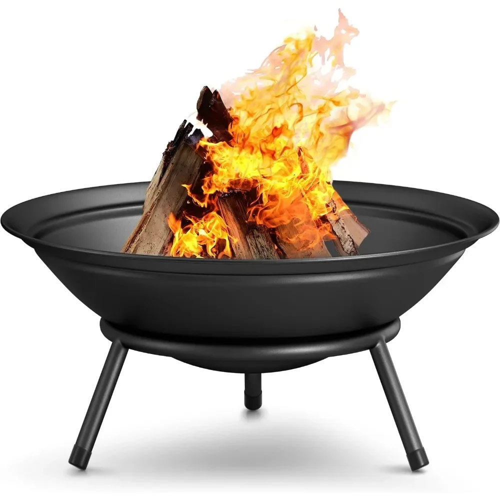 

Fire Pit Outdoor Wood Burning Fire Bowl 22.6 Inch with Drain Hole Fireplace Large Round Fire Pit Outdoor Wood Burning Fires Bowl