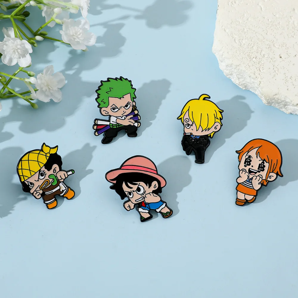 Anime Monkey D. Luffy Nami Sanji Cartoon Enamel Pin Funny Brooch Metal Badge Jewelry for Backpack And Clothing Gift for Friends - view 6
