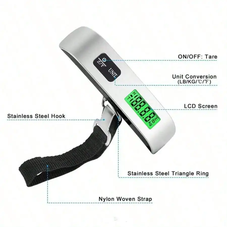 110lbs/50kg High Precision Sensor Portable Digital Electronic Luggage Scale,Home Travel Hanging Luggage Scale,Travel Accessories,For Travelers