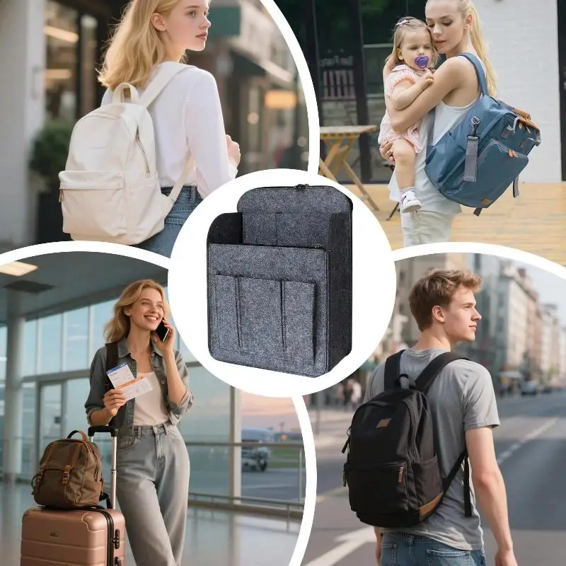 Lightweight Backpack Organizer Insert Large Capacity Multi Pockets Portable Bookbag Storage for School Student