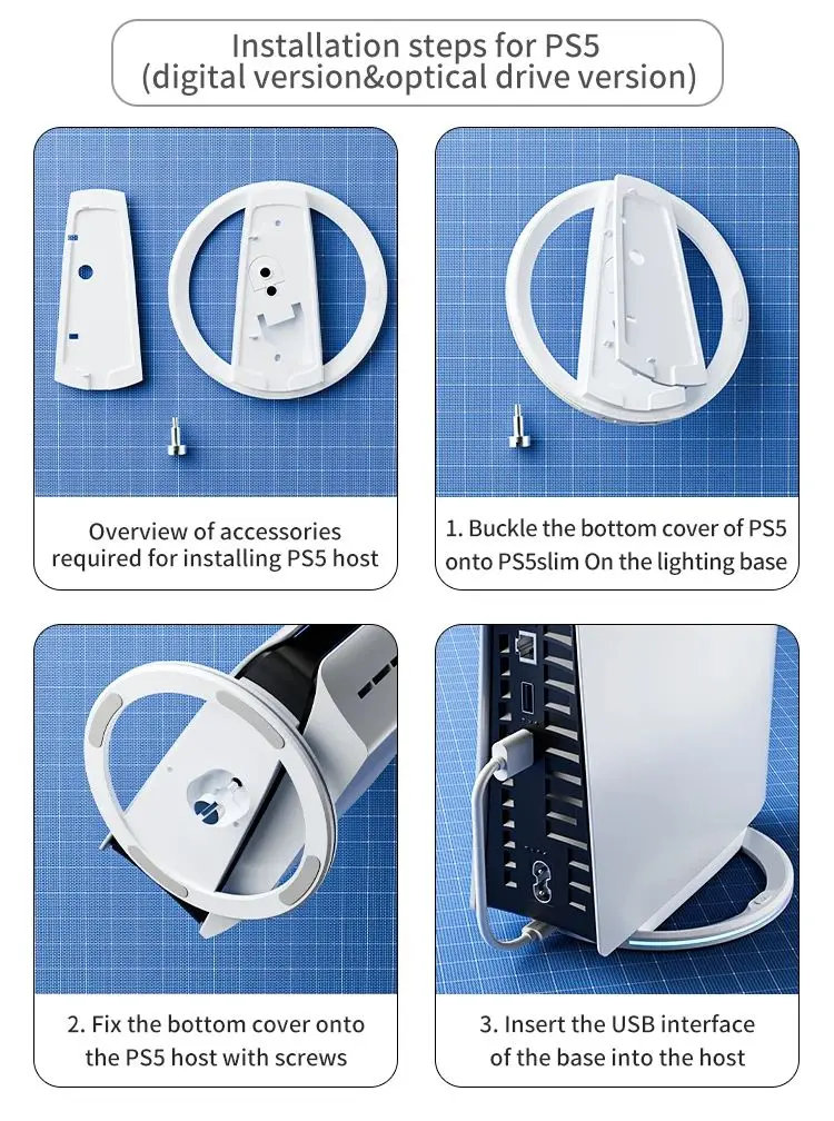 For PS5/PS5 PRO Ultra-thin Console Replacement Parts for Console Bracket Anti-slip Vertical Base Gaming Accessories