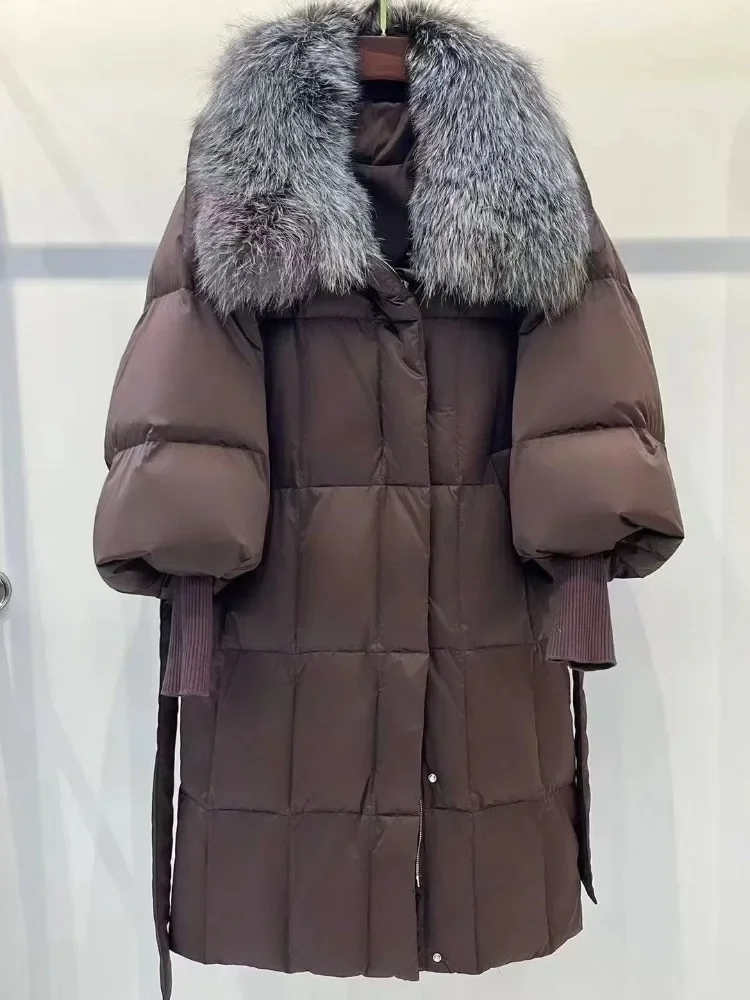 Vrouwen 2025 Nieuwe Winter Echt Vossenbont Capuchon Vrouwelijke Donsjack Waterdichte Puffer Jas Parka Glanzende 90% Ganzendons jas Uitloper