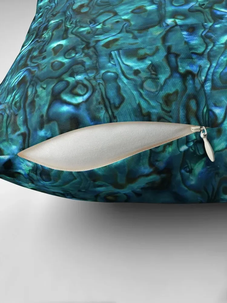 Abalone Shell Paua Shell Seashell Patterns Sea Shells Cyan Blue Tint Throw Pillow pillows decor home pillow