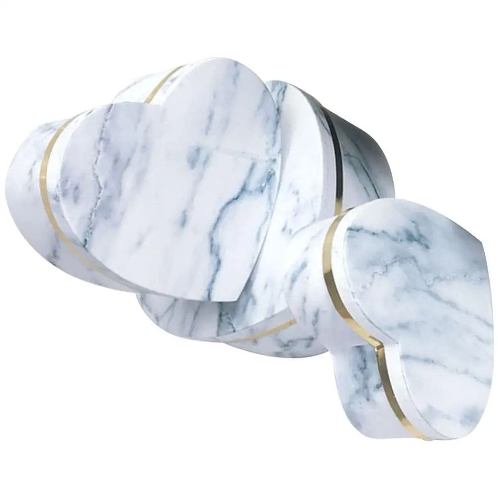 

3pcs Heart Shaped Gift Boxes Marble Pattern Valentine Candy Chocolates Jewelry Flower Arrangement Wedding Party