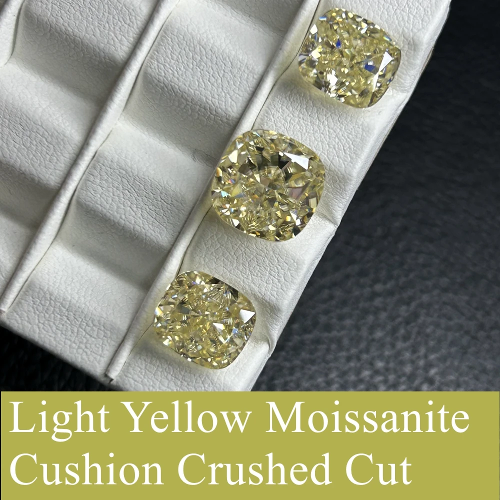 Light yellow Fat Square Moissanite Gemstones  Loose 1-7ct Moissanite Diamonds Pass Diamond Tester with GRA for Jewelry making