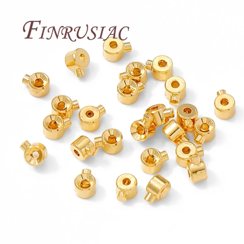 10/20 Stück 18 Karat vergoldete Quetschenden, silberne Quetschperlen, runde Crimp-Endperlen, DIY-Schmuckherstellungszubehör – Detail 20