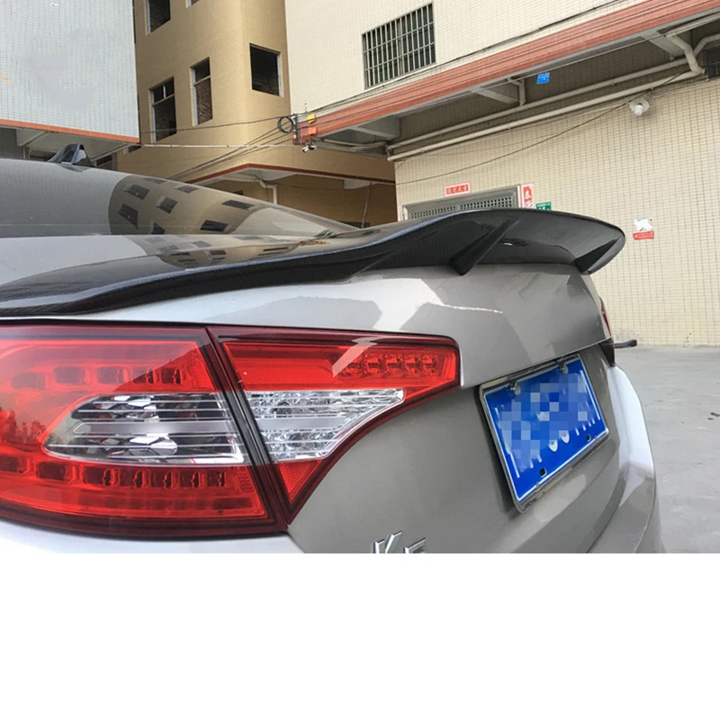 FOR R STYLE Carbon Fiber Rear Wing Spoiler OLD Kia K5 Optima Car Trunk Tail FIN Accessories Glue To Install 2011 2012 13