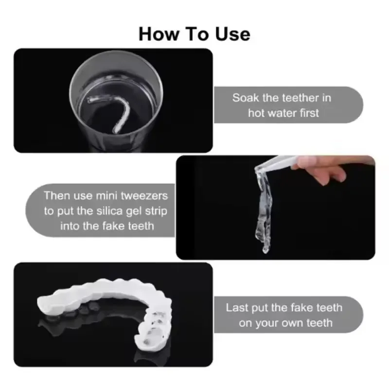 Teeth Veneers Whitening Dentures Braces Temporary False Teeth Cover Perfect Smile Comfortable Fit Denture Kit