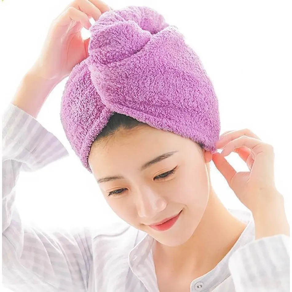 Women Hair Towel Thicken Microfiber Fabric Solid Towel Hair Dry Towels Bag Turban Bathroom Shampoo Special For Family