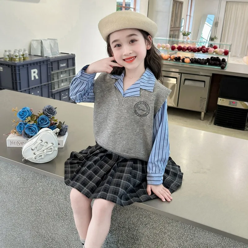 Girls' Autumn Dress Set 2026 New Style College Style Children's Spring and Autumn Skirt Children's Baby Dressing