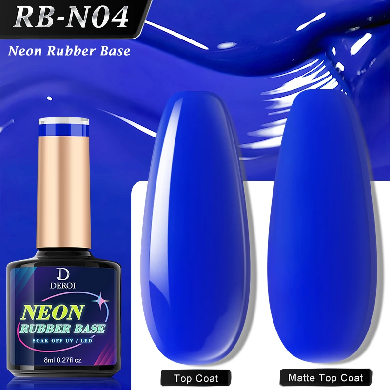 

DEROI Fluorescent Gel Jelly Nail Gel Polish Rubber Base Coat UV/LED Soak Off Neon Gel Nail Polish 8ml Nail Art for Manicure 2024