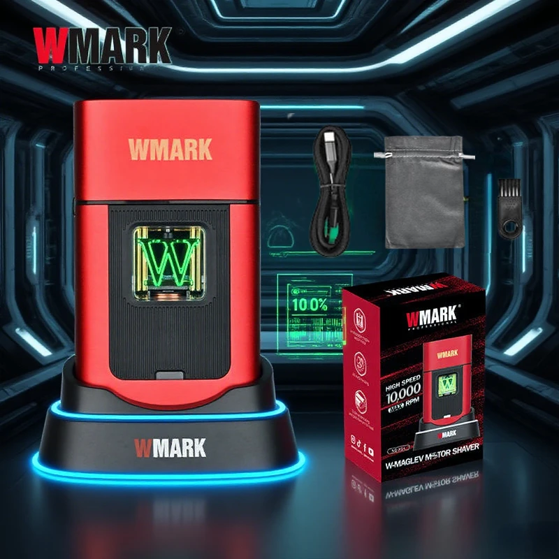 WMARK Shaver Professional Beard Trimmer Electric Shaver 10000 RPM Vector Motor Razor Shaving Machine Metal Shaver for Men NG-XS1