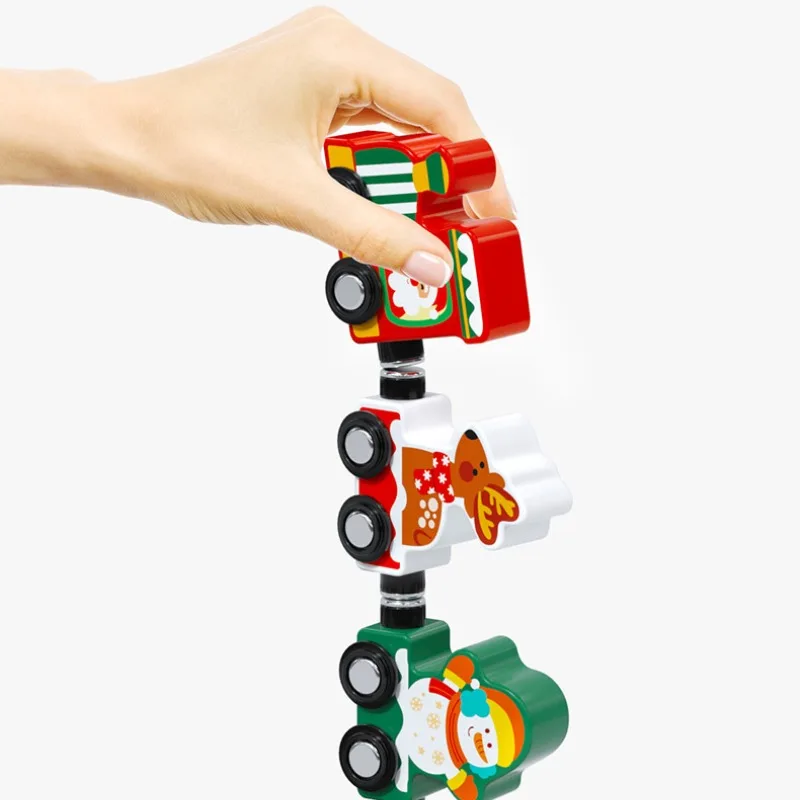 Brinquedo de trem magnético de madeira para crianças, educação infantil puzzle, decoração de natal, presentes infantis, brinquedos de carro, natal, ano novo