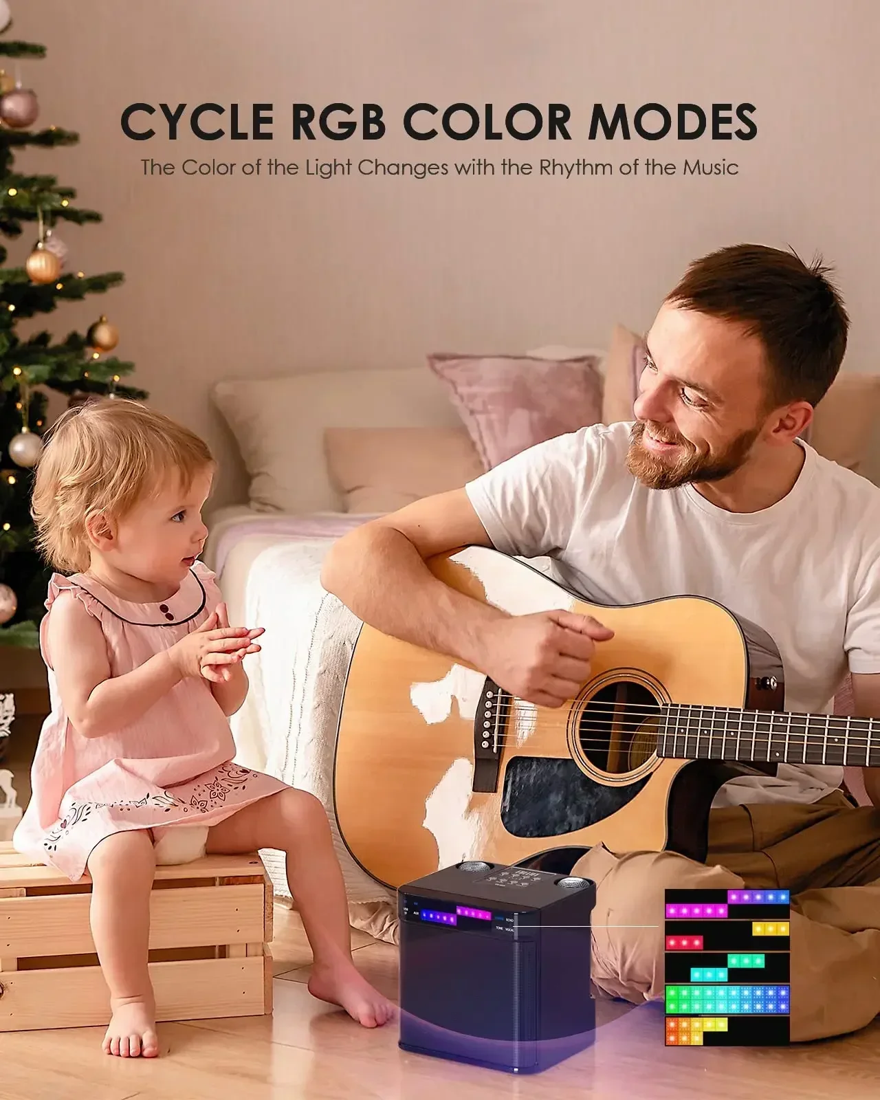 Imagem -04 - Máquina de Karaoke para Crianças e Adultos Sistema Portátil pa Alto-falantes Microfone sem Fio Troca de Voz Luz Led Colorida Cantar para Casa