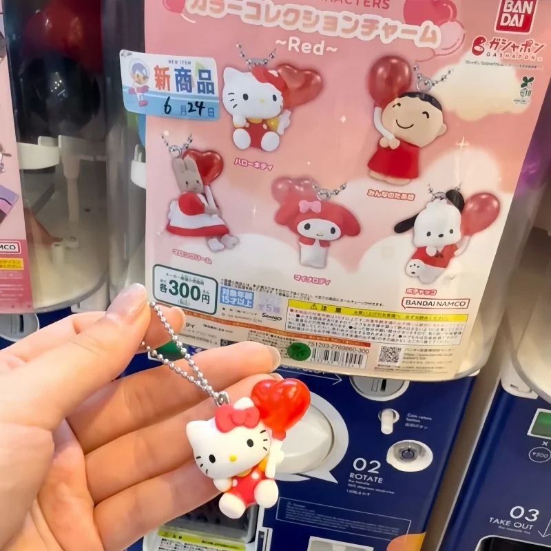 Hot Genuine Bandai New Gashapon Red Characters Hello Kitty Melody Pochacco Marroncream Collectible Anime Pendant Decoration Toy - view 4