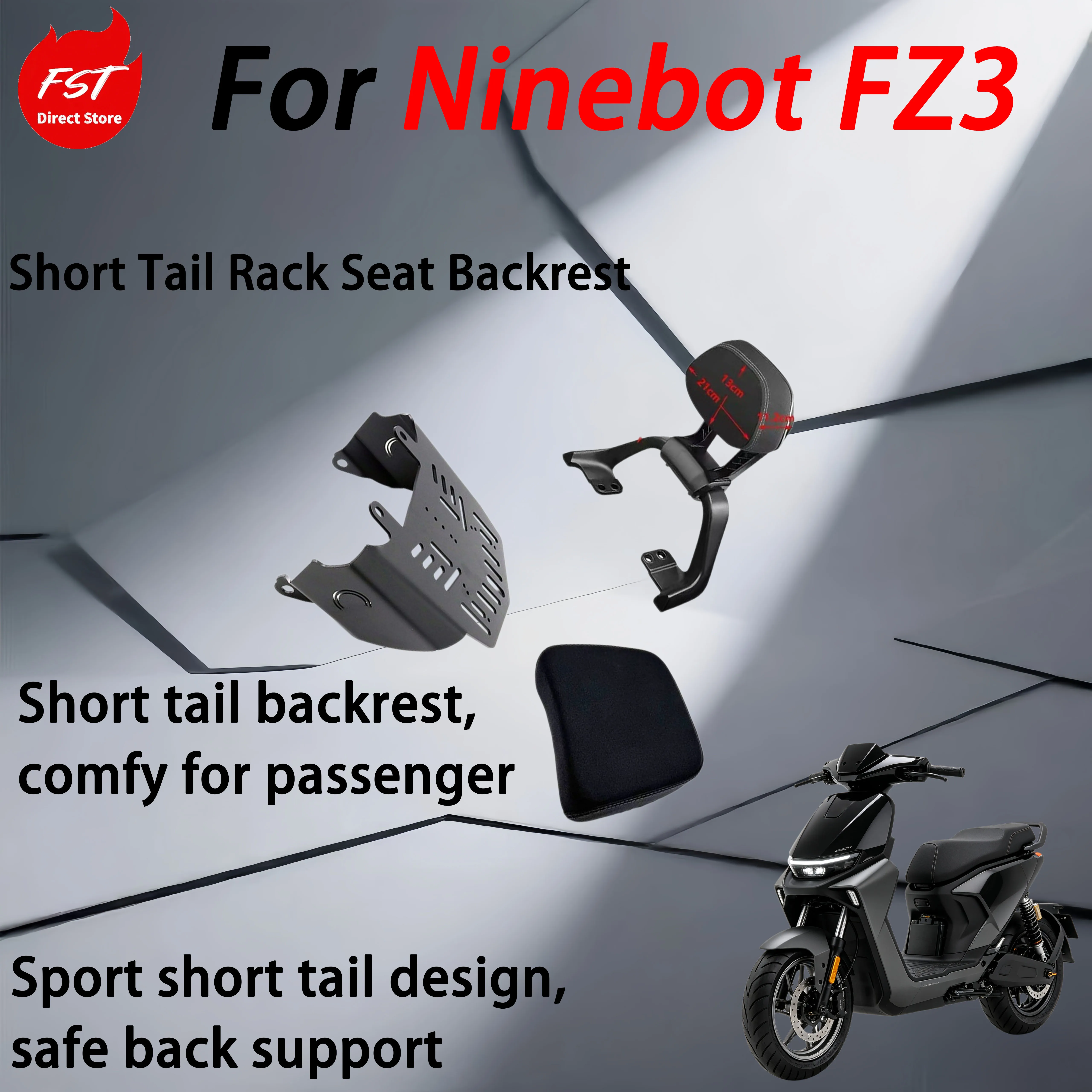 For Ninebot FZ3 Motorbike Short Tail Seat Backrest Rear Passenger Back Rest For Short Tail Rack Easy install