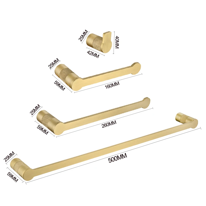 

Brushed Gold Bathroom Accessories Sets Stainless Steel Towel Bar Towel Ring Toilet Paper Holder Wall Robe Hook Hanger
