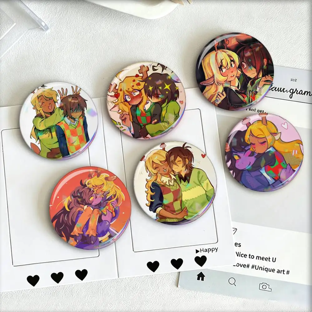 Noelle Kris D-Deltarune Game  Laser Badge Applicable For Backpack Clothes Hats Decor Creative Accessories