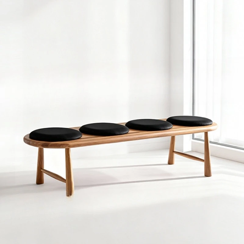 Nordic light luxury solid wood home shoe changing stool Italian minimalist bedroom fabric bedside stool