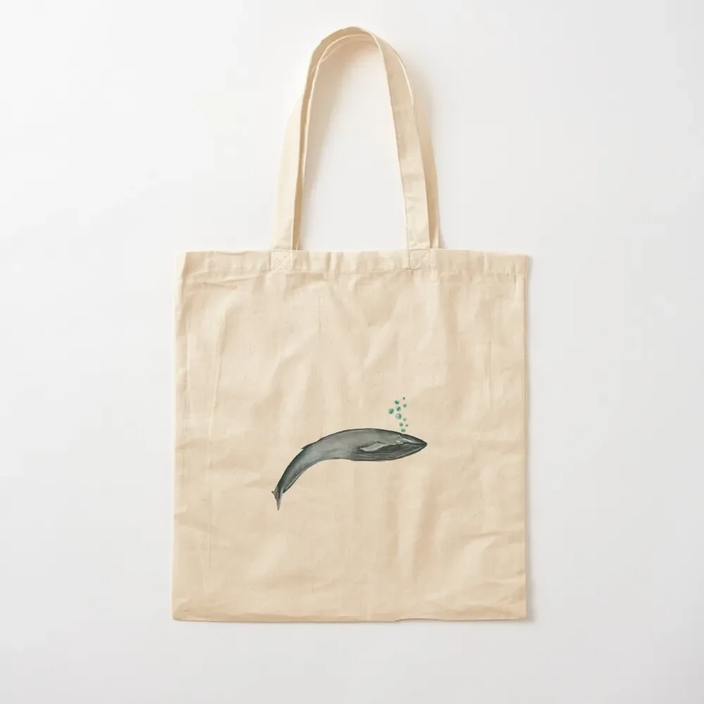 Whale blue bubbles ocean a watercolor illustration Tote Bag custom canvas bag Canvas bag shopping trolley