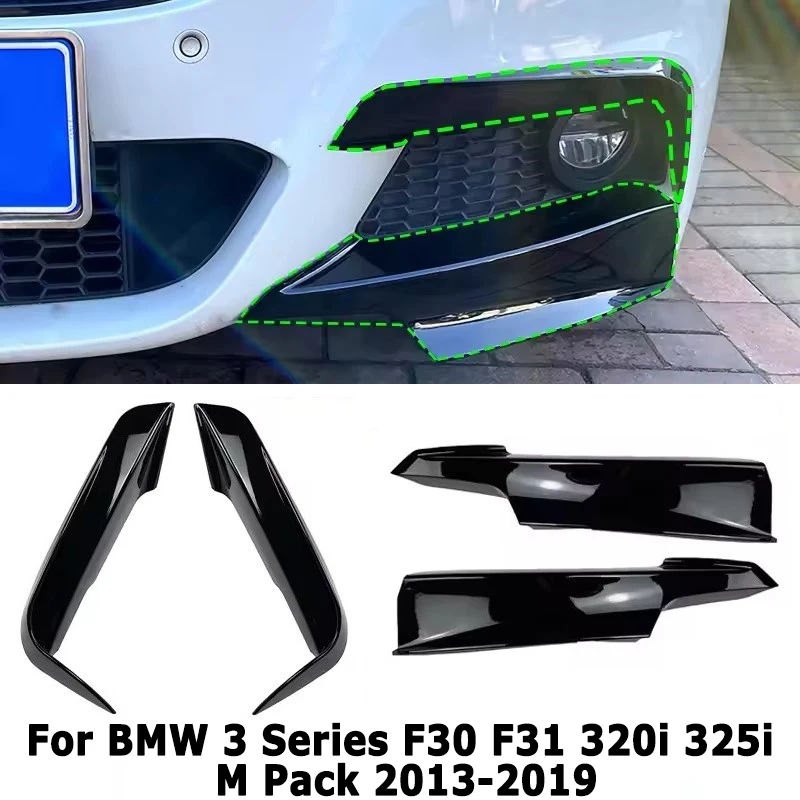 Car Front Bumper Wind Knife for BMW 3 Series F30 F31 320i 325i M Pack 2013-2019 Splitter Wrap Protector Tuning Car Accessories