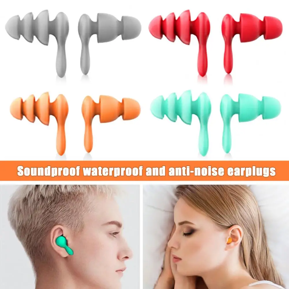 2 Pair Sleep Earplugs Anti noise Waterproof Hearing Swimming Earplugs Sleep Earplug with Storage Box Unisex Accessory