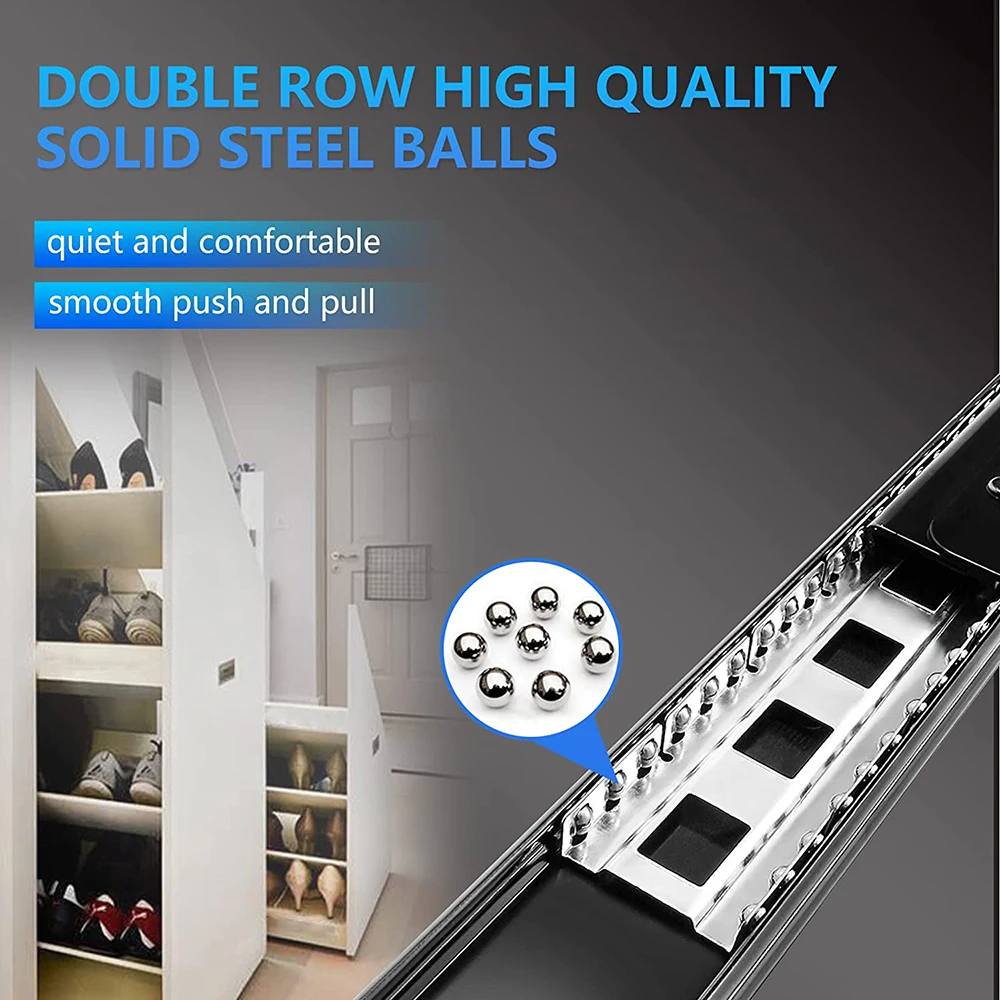 1 Pair Undermount Heavy Duty Drawer Slides 120kg Load Capacity Bottom Mounted Hidden Stair Drawer Cabinet Concealed Runner Glide