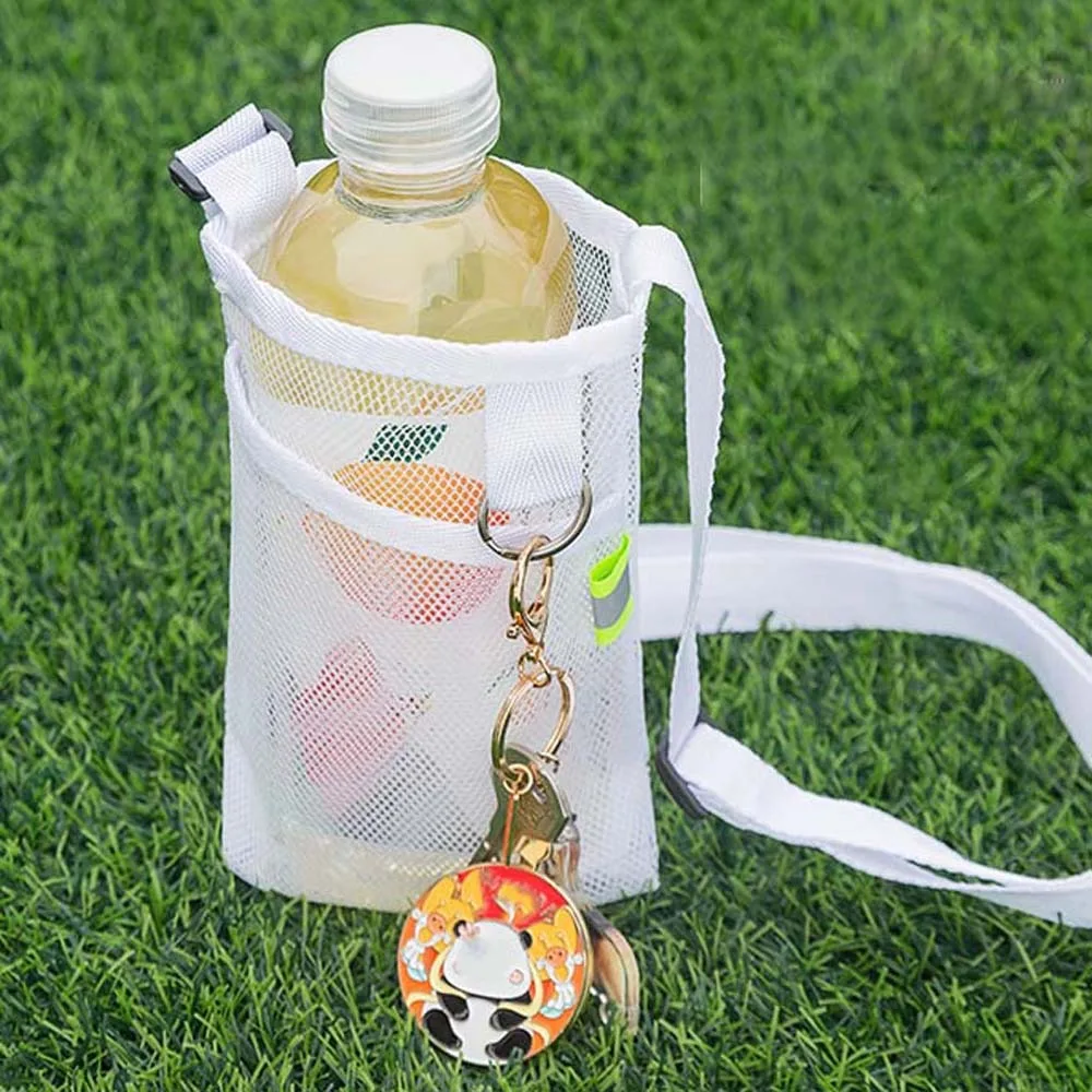 Large Capacity Mesh Crossbody Bucket Bag Fluorescence Color Transparent Hollow Out Dopamine Pouch Portable Polyester