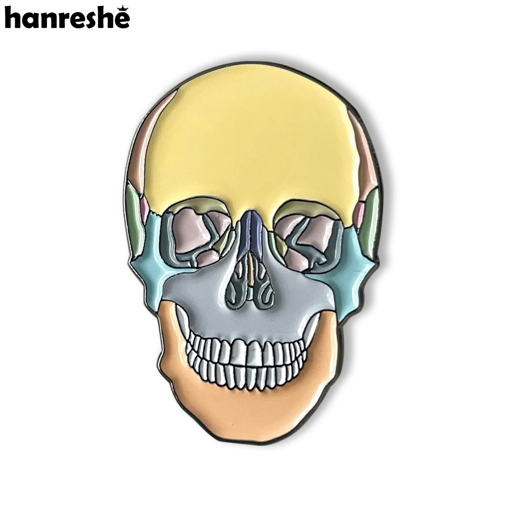 Hanreshe Skull Medical Jewelry Brooch Colorful Enamel Heads Bone Human Organs Badges Lapel Backpacks Biology Pin Gift for Doctor