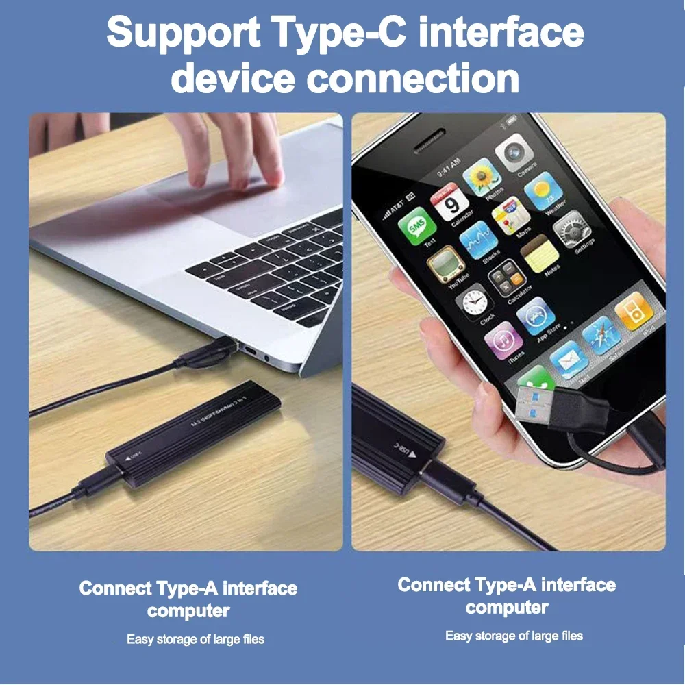 M.2 NVMe SATA SSD Enclosure 10Gbps Single/Dual Protocol M.2 to USB Type C 3.1 SSD External Hard Drive Case Support M Key/B+M Key image 5