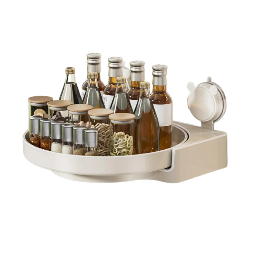 

Настенный вращающийся лоток на присоске, съемная кухонная полка большой емкости, устойчивая, водонепроницаемая