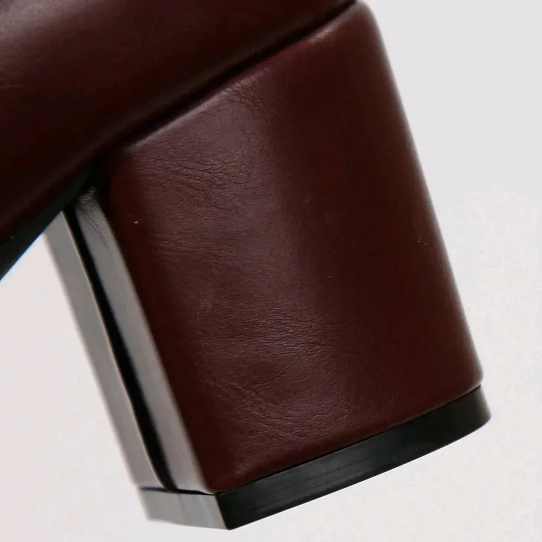 Damen-Stiefeletten für den Winter mit seitlichem Reißverschluss, dehnbarem mittlerem Absatz, großer Größe, kurzer Stiefelette, modische spitze Schuhe, Botas De Mujer – Detail 3