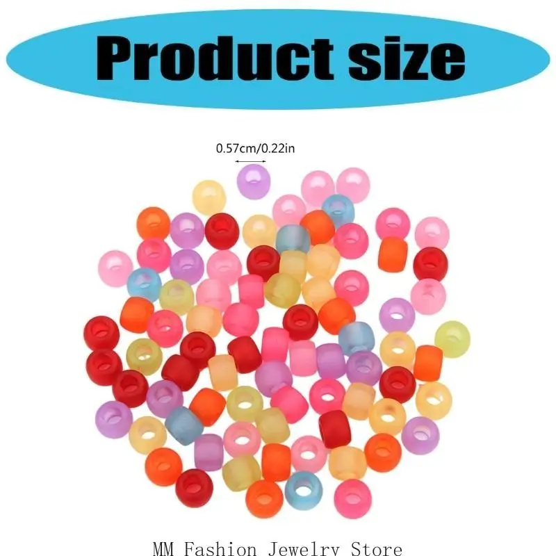 D0UB 200 個ダークアクリルヘアビーズ子供女の子三つ編みラウンドとカラフルな編みビーズアクセサリー