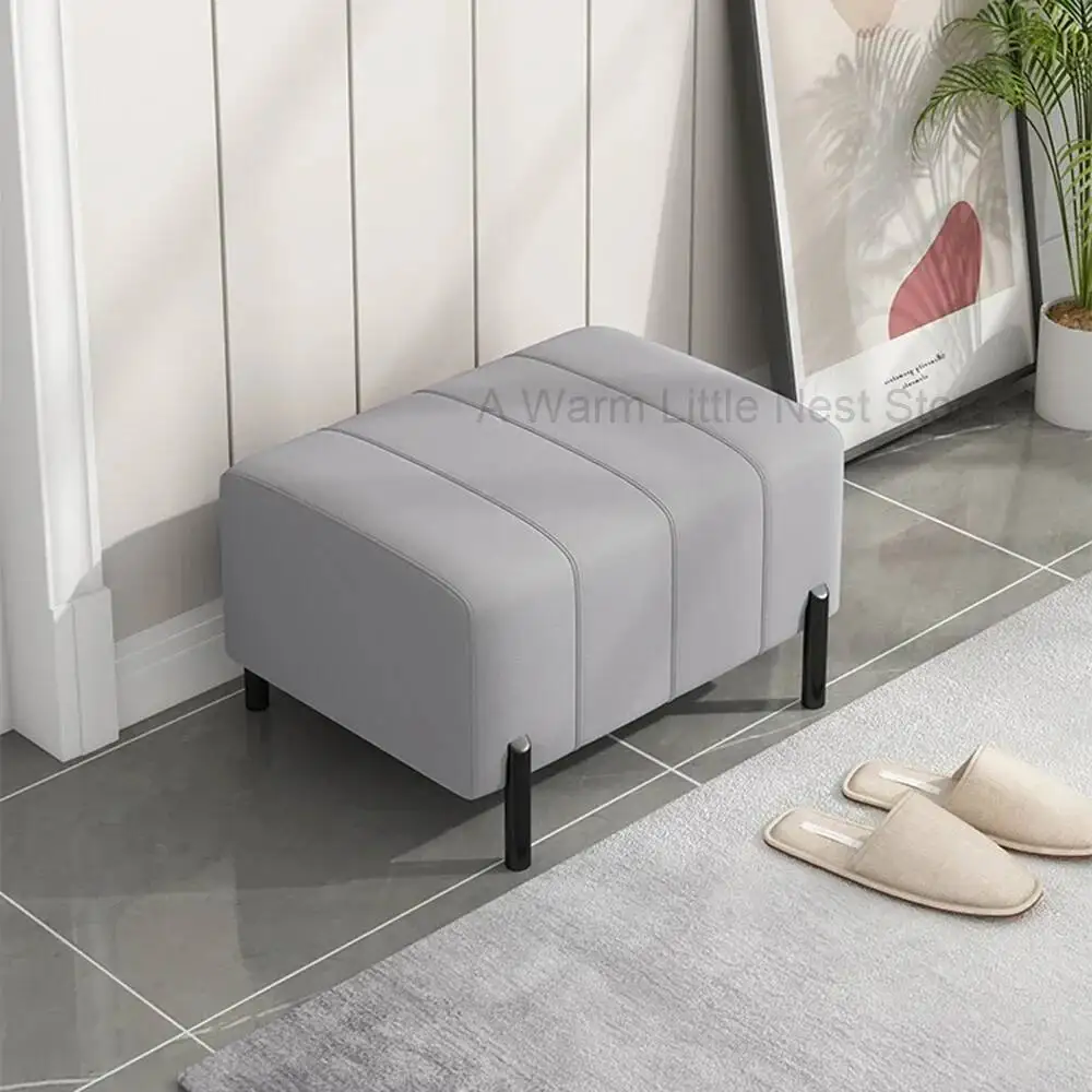 Italian White Pedicure Stools Black Mental Legs Lounge Dining Room Rectangle Foot Rest Stools Toughage Floor Tabure Home Decor