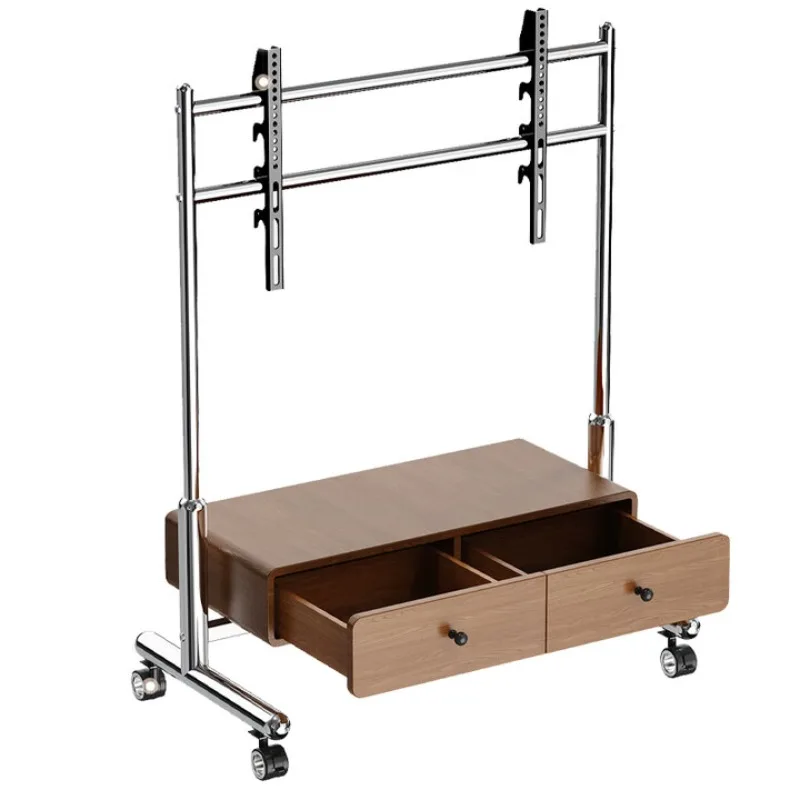 

Кронштейн для мобильного телевизора 50-80 дюймов, общий художественный кронштейн из нержавеющей стали, подвижный кронштейн для телевизора с напольной тележкой из массива дерева