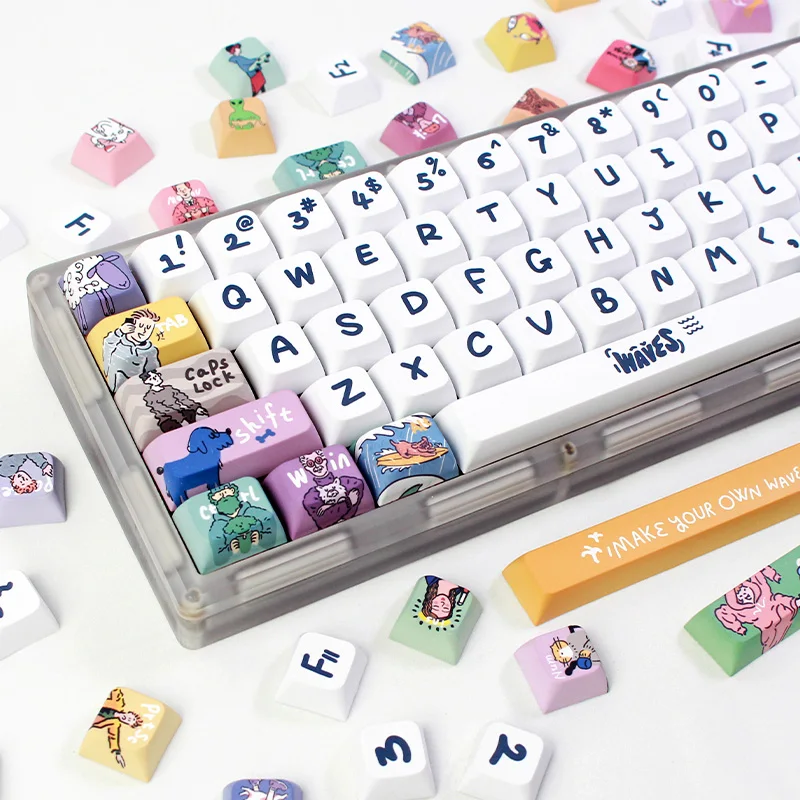 

American Optimized Spray Theme Keycaps PBT Material XDA Profile Customized Opaque Keycaps Adapted To Mechanical Keyboards gift