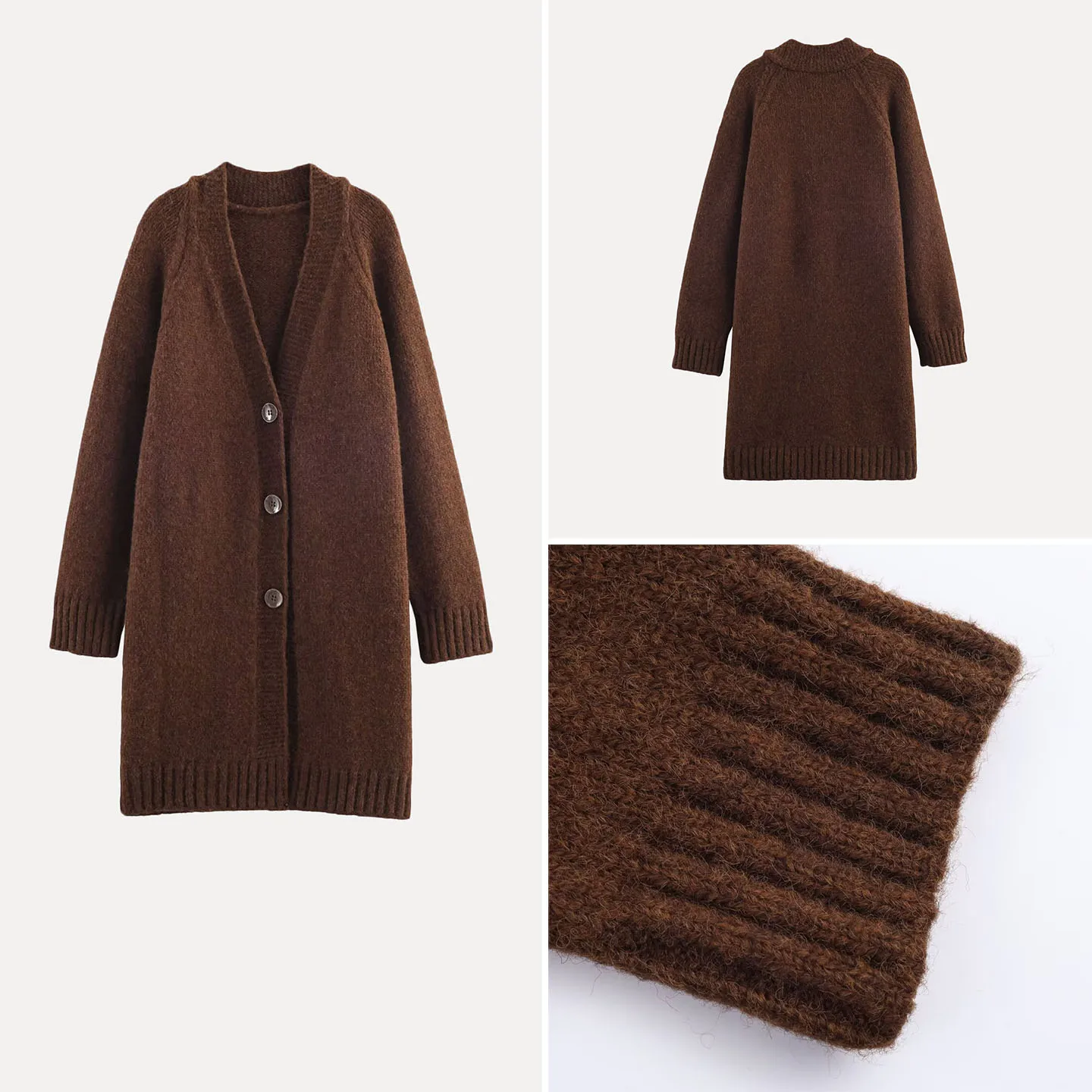 

Модное повседневное вязаное женское пальто длиной до плеч Све V-Ne средней длины свободного кроя осеннее новое поступление Z