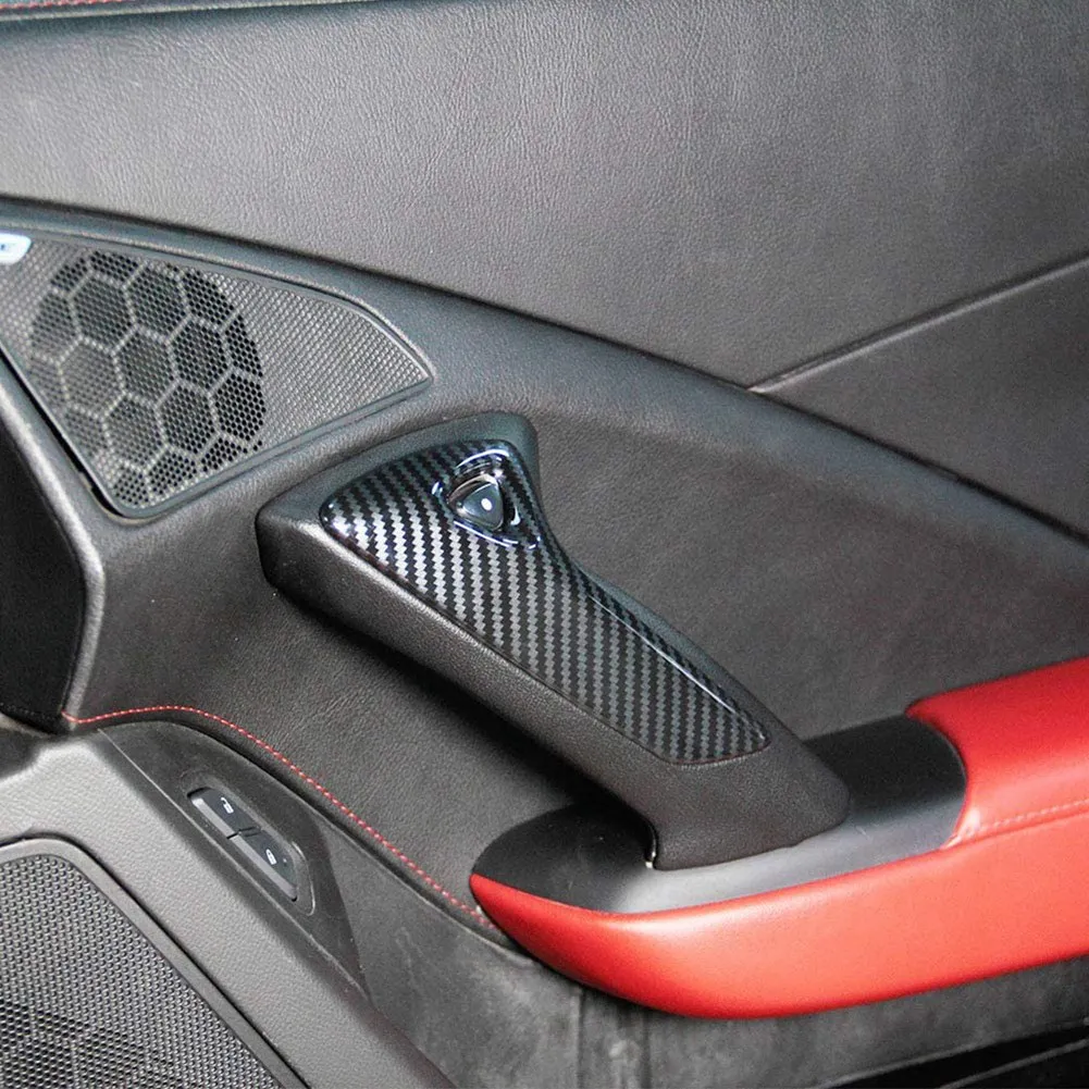 Embellecedor de cubierta de manija de puerta Interior, accesorios de fibra de carbono ABS para Chevrolet Corvette C7 2014 2015 2016 2017 2018 2019