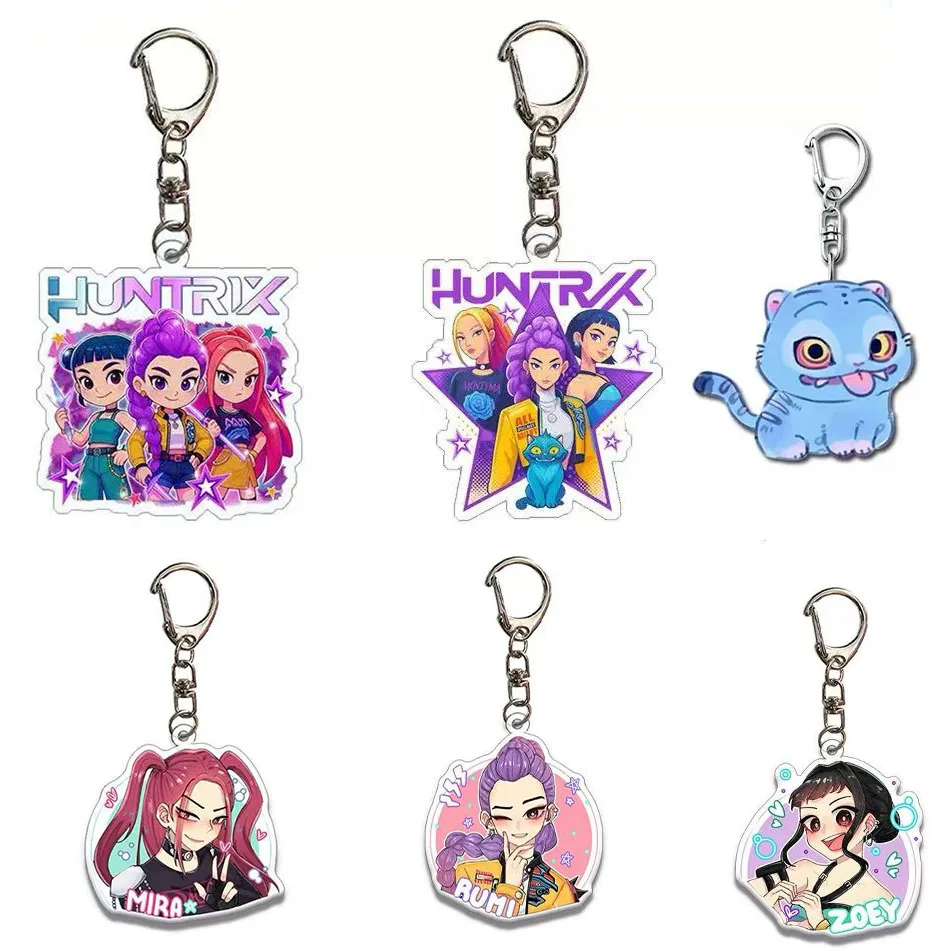 Kpop شيطان الصيادين سلاسل المفاتيح الصغيرة الذهبي المعبود رومي زوي جينو ميرا النمر Keyrings-Kpop المشجعين اكسسوارات الهدايا